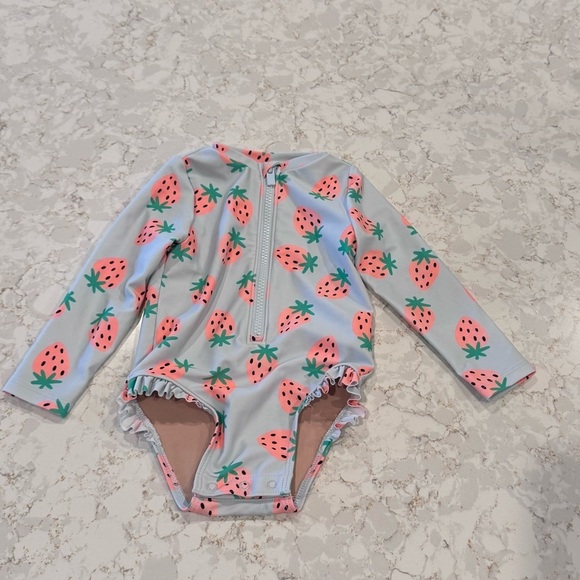 Old Navy 12-18M Strawberry Print Long Sleeve Swimsuit - Picture 10 of 13